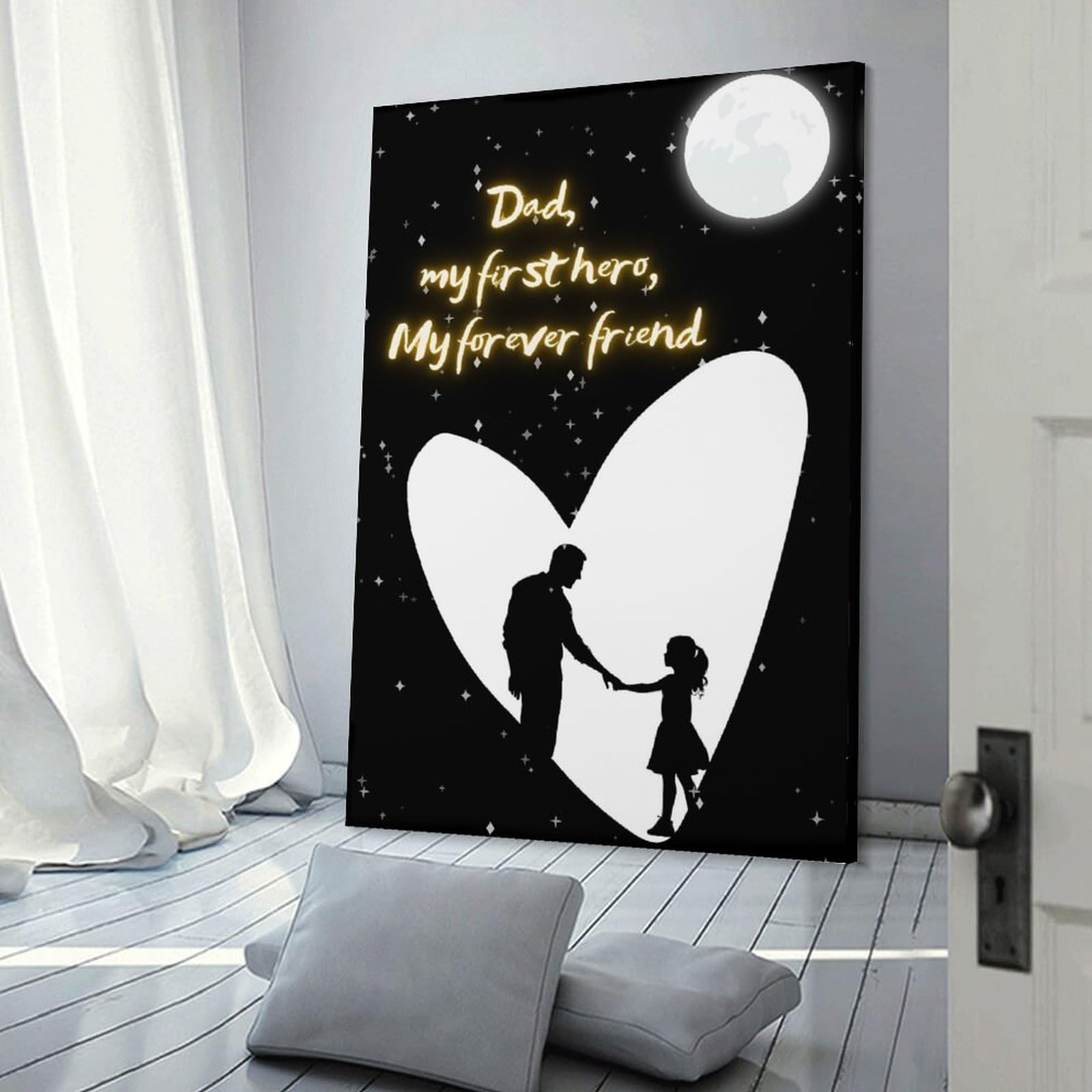 Junmoney Hero Dad Starry Sky Wall Art Print, 12x18inch(30x45cm), for Entrance Spaces, Stair Walls Or Halls, Home Artwork for First Impressions