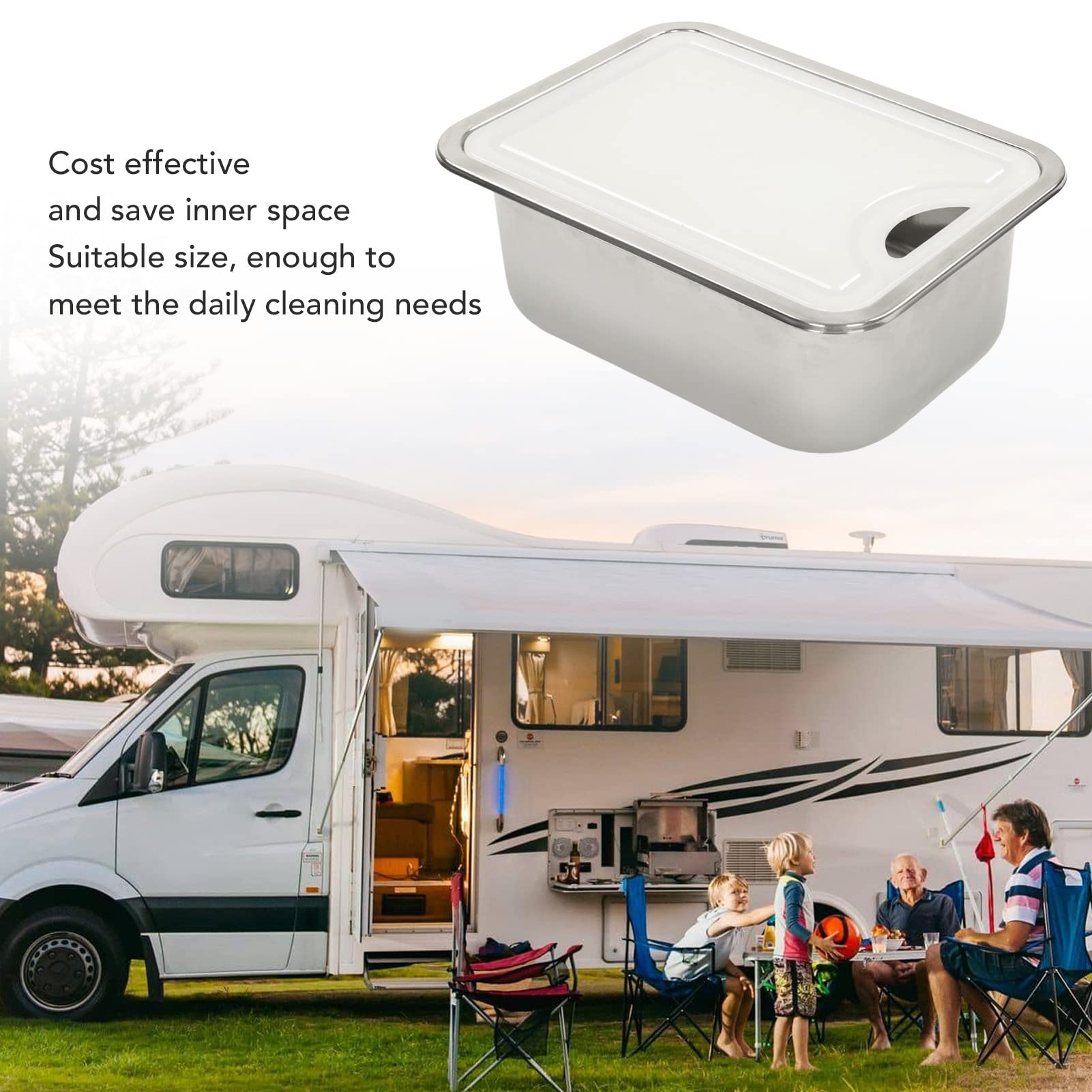 Évier de lavabo pour lavabo de camping-car, et pratique pour installer un kit d'évier de cuisine en acier inoxydable 304 permettant d'économiser de l'espace intérieur avec