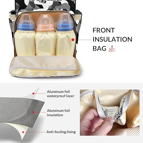 Miniatura 5 de Mochila de pañales de camuflaje rojo con nombre, bolsa multifunción de gran capacidad para mamá, papá, unisex, niño y niña, Diseño 2, Personalizado