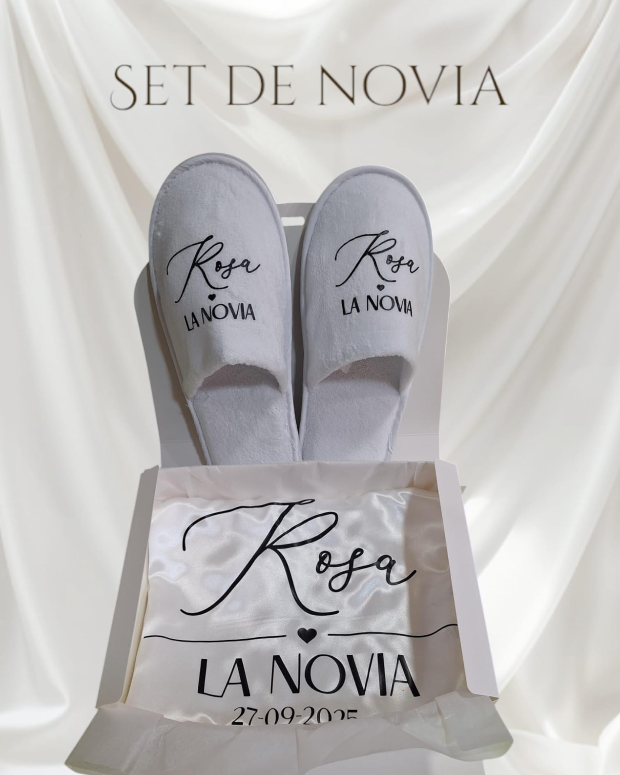 Genérico Bata de Satén Personalizada para Novias y Damas de Honor en Español