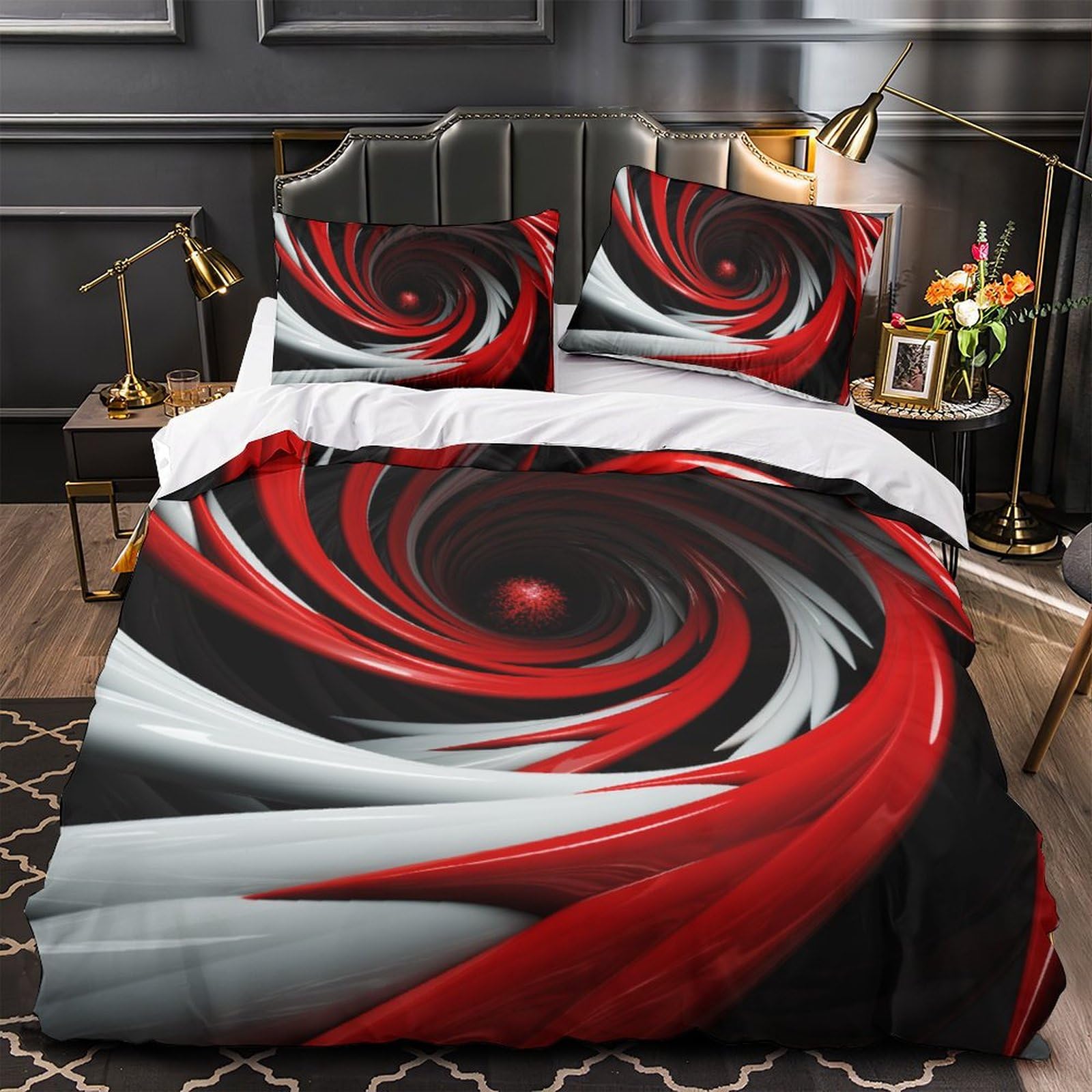 Stampato in 3D Capogiri Copertina Stampata Microfibra Disegnata Set Di Biancheria Da Letto Stile Morbido Set 3 Pezzi,Double（200x200cm）, Per Adolescenti E Adulti