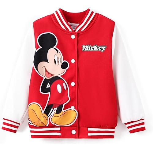 Disney Minnie Mickey Stitch Princess Frozen Elsa Marvel Jacket Lightweight Coat Button up Color Block Sweatshirt 2-14 Years