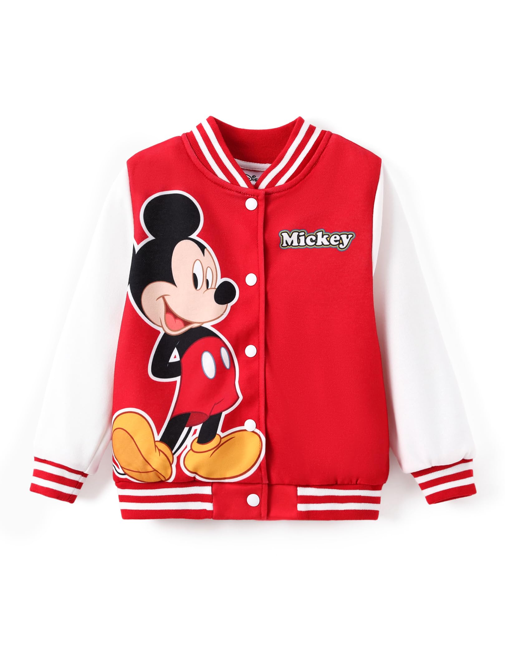 Disney Girl &amp; Boy Varsity Bomber Jacket Fall Sweatshirt Toddler to Big Kid | Officially Licensed Jacket with Mickey, Minnie, Spider-Man, Gwen, Toy Story, Cars, Frozen, Princess, Stitch, Zootopia Designs