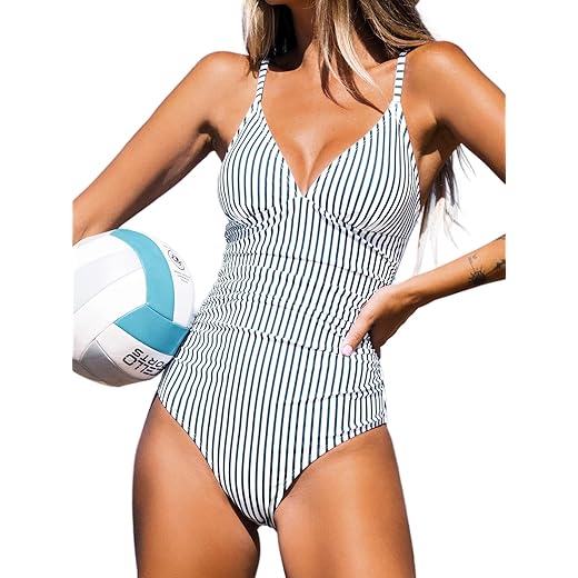 CUPSHE Women's One Piece Swimsuit Tummy Control V Neck Bathing Suits