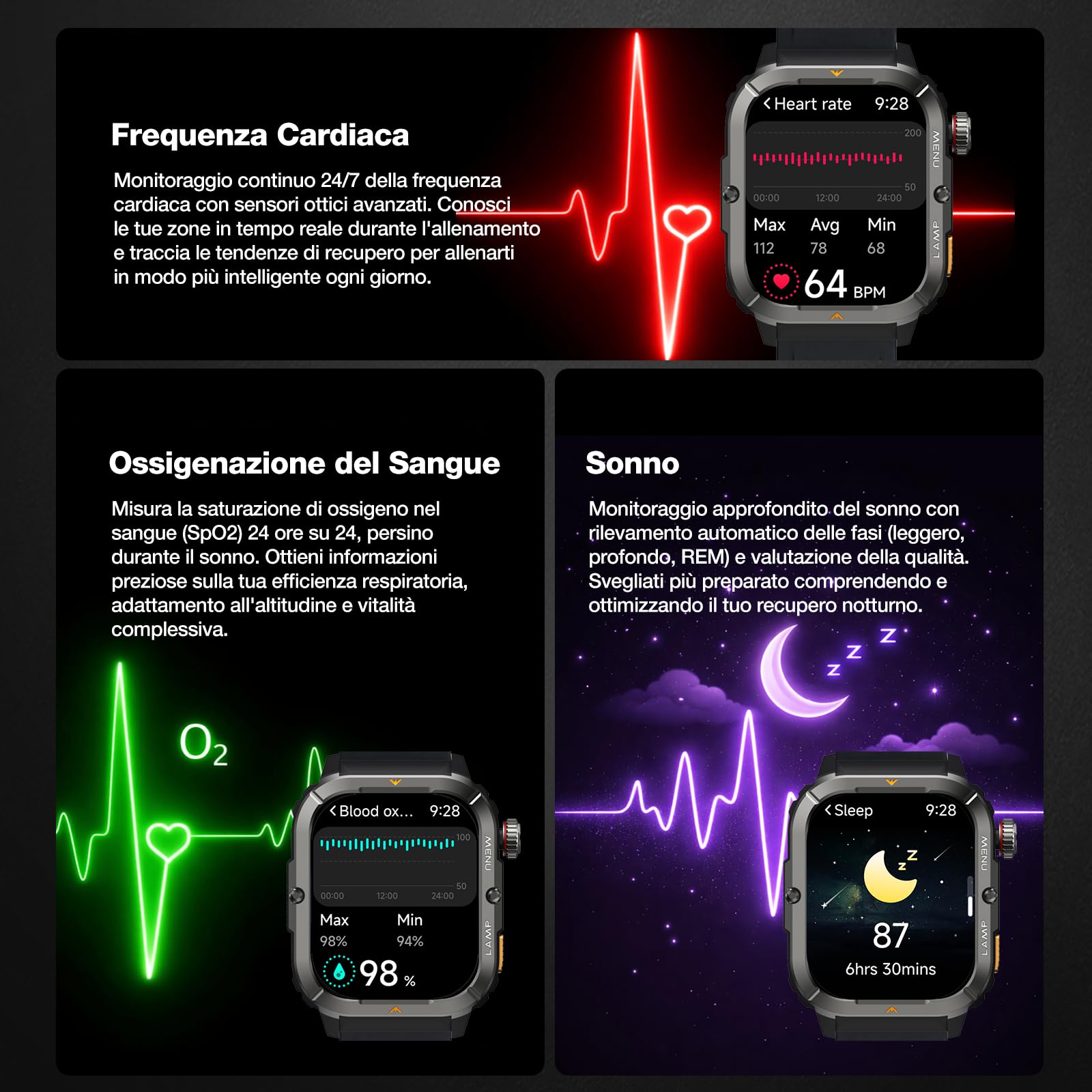 AGM Legion 3 Ultra Smartwatch Uomo,100+ modalità sportive,torcia | Corpo robusto in metallo completo,Display AMOLED da 1.95 pollici,Impermeabile 5ATM,Chiamate Bluetooth,