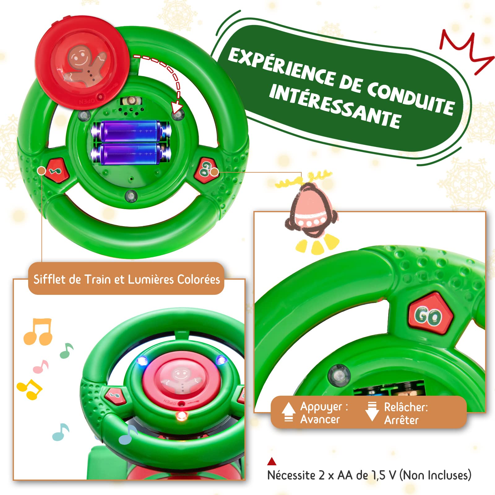 COSTWAY Train Porteur Electrique Enfants avec 16 Pièces de Rails, Voiture Porteur en Forme Lion avec Lumières & Sons, Boîte de Rangement Caché & 6 Roues, Charge 25kg pour Enfants de 3 Ans+