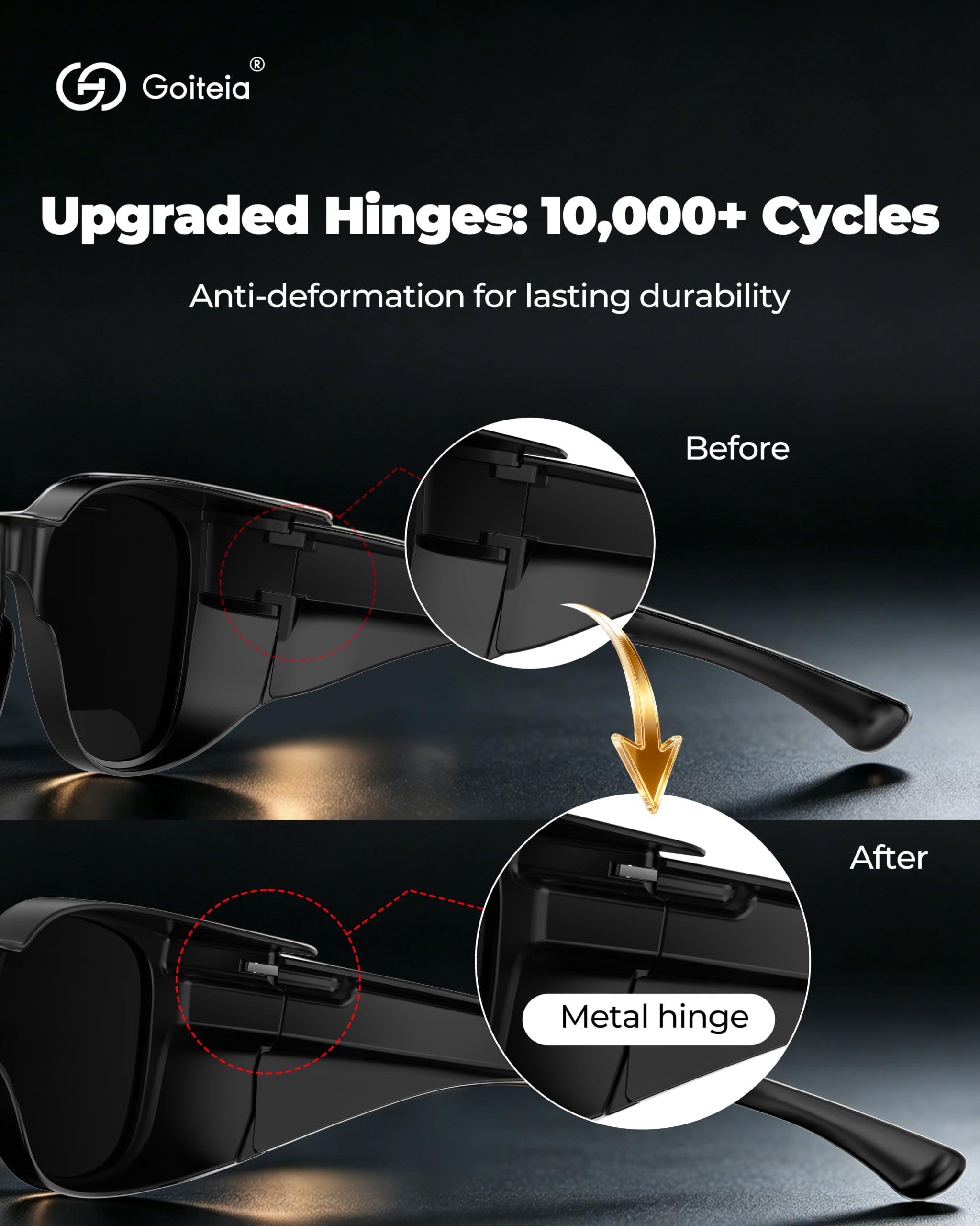 Goiteia Lunettes de soleil Cataracte pour sensibilité à la lumière, super foncées pour post-chirurgie oculaire, catégorie 4, extra large-UV400 enveloppantes