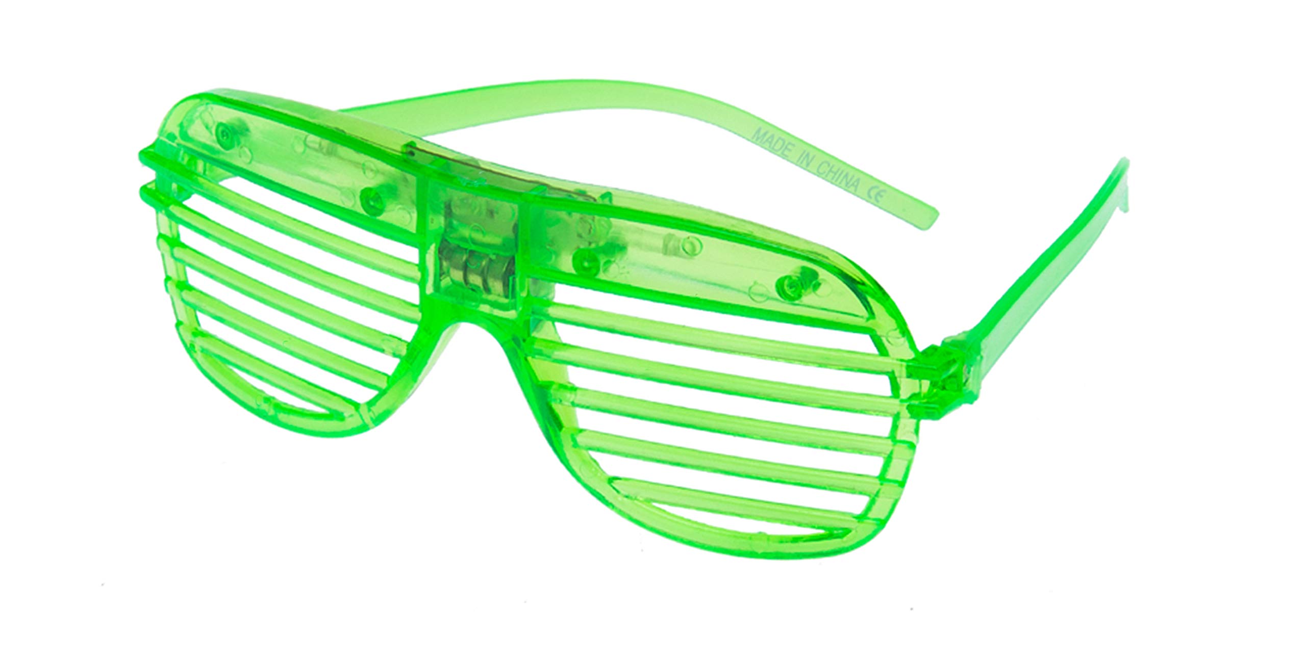 Ultra 75 Green LED Shutter Glasses - Party Flashing Glasses with Lights - Neon Glasses Rave Accessories - Futuristic LED Glasses 6 Colour Rave Glasses - Light Up Glasses - Glow LED Sunglasses