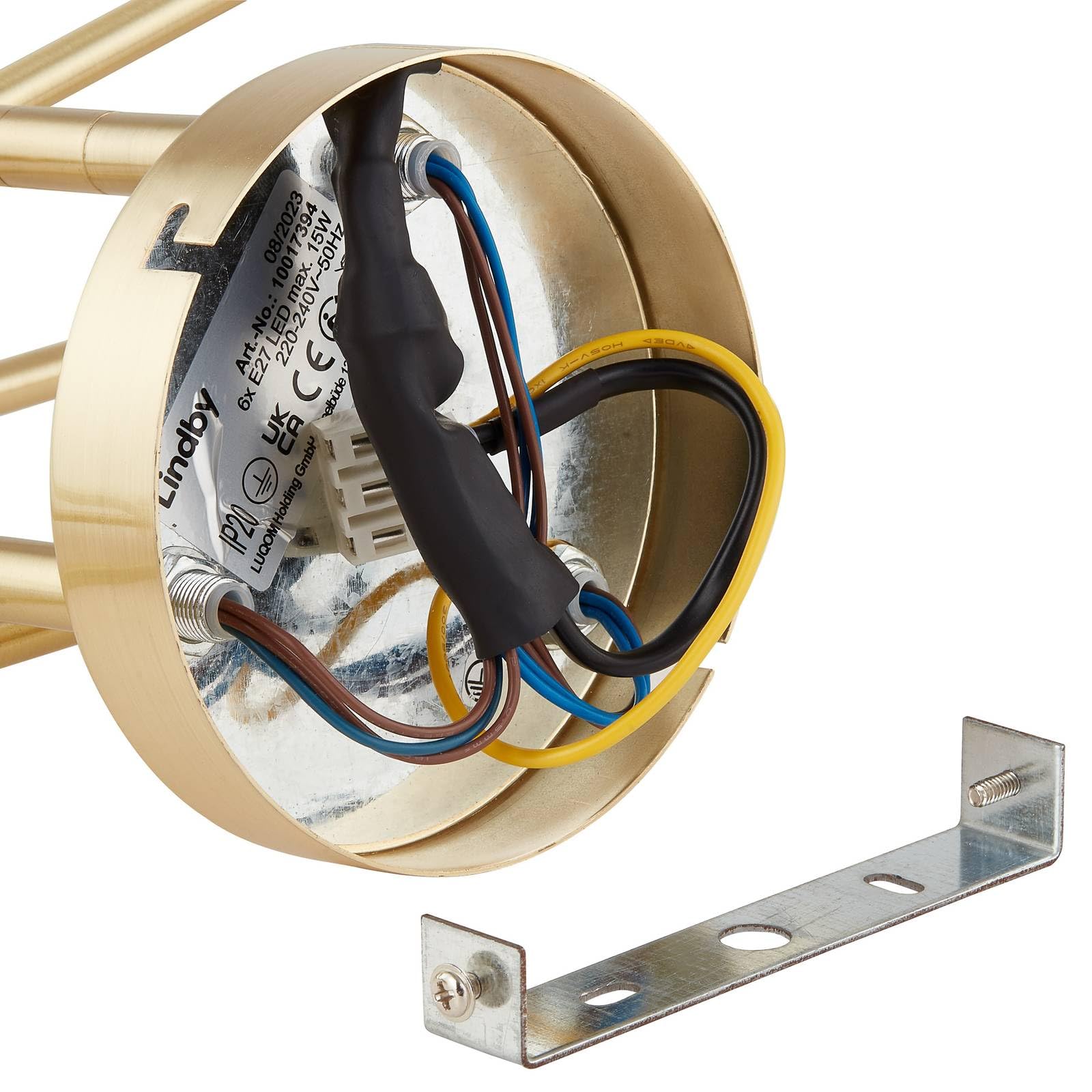 Lindby lámpara de techo en oro, plafón | lámpara de salón, e27, 6 bombillas, moderno para comedor, pasillo, dormitorio, sala de estar, salón