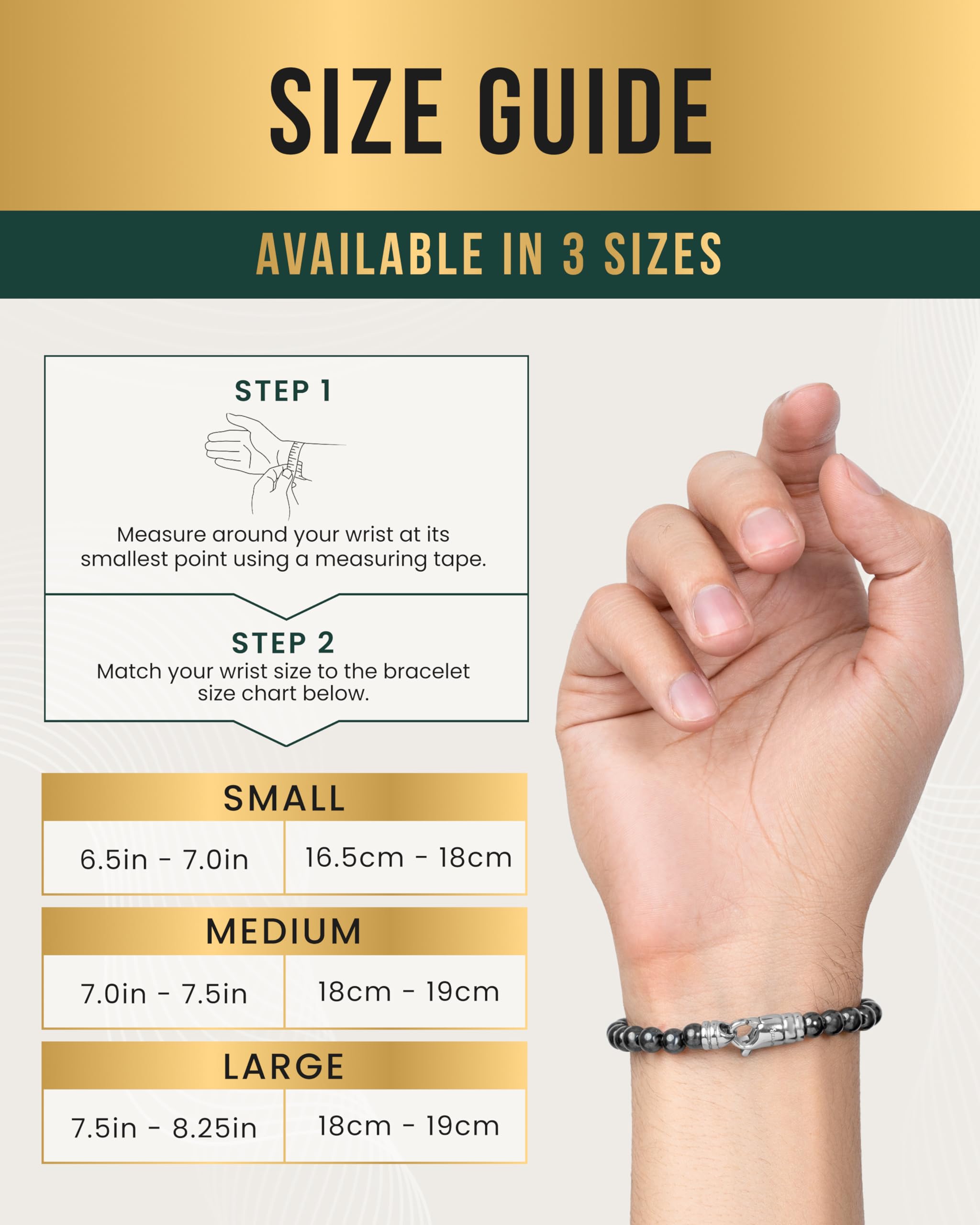 MagnetRX Bracelet Magnétique en Hématite, Force Maximale, Bracelet de Perles Magnétiques pour Homme et Femme, Style Classique Petit