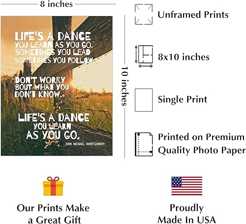 Miniatura 2 de AMERICAN LUXURY GIFTS Life's a Dance Music Lyric Wall Art Print - John Michael Montgomery - 8x10 Typographic Print For Home, Bar, Studio, And Man