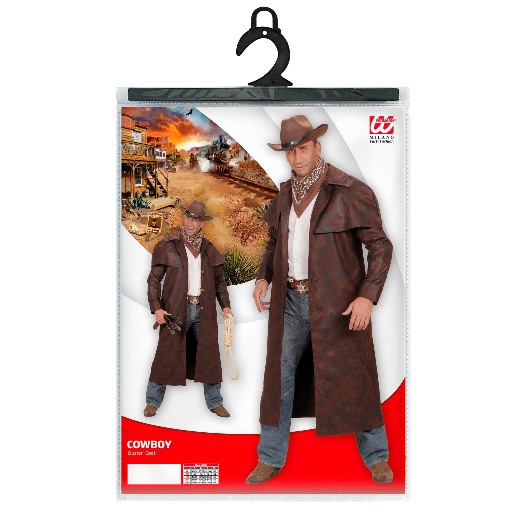 W WIDMANN MILANO Party Fashion - Costume da cowboy, cappotto, ranger, western, costumi in maschera per uomo