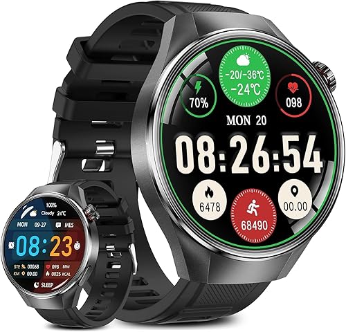 Reloj inteligente táctico de grado militar para hombre, 1.75 pulgadas, grande, transparente, HD, AMOLED, pantalla táctil, reloj inteligente para