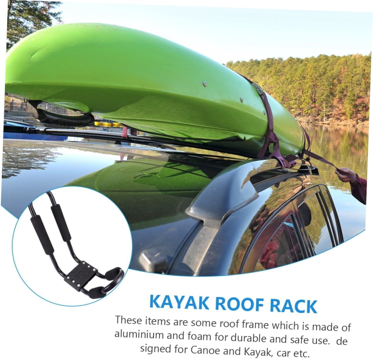 Veemoon 2pcs Kayak Roof Rack and Car Luggage Rack Set, Detachable Canoe Carrier for SUV and Truck Crossbars, Heavy-Duty Roof Cargo Carrier Suitable for Kayak, Surfboard, and Ski Equipment
