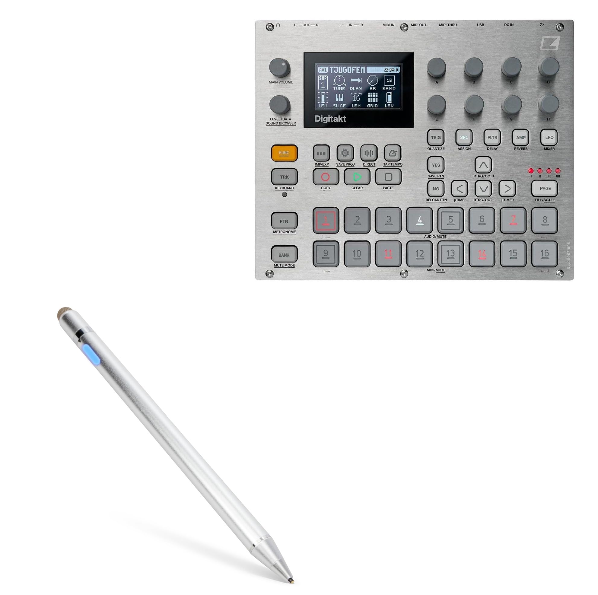 BoxWave Stylus Pen Compatible with Elektron Digitakt E25 Edition - AccuPoint Active Stylus, Electronic Stylus with Ultra Fine Tip - Metallic Silver