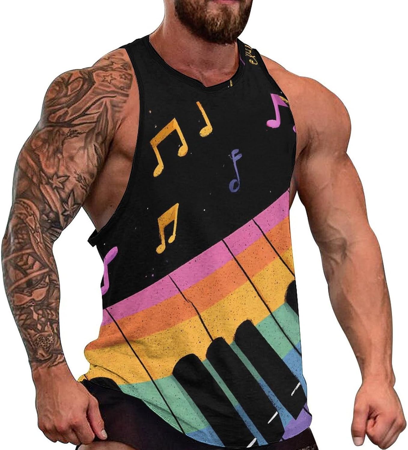 Musical Notes Men Tank Top Workout Shirt Muscle T Shirt 5XL