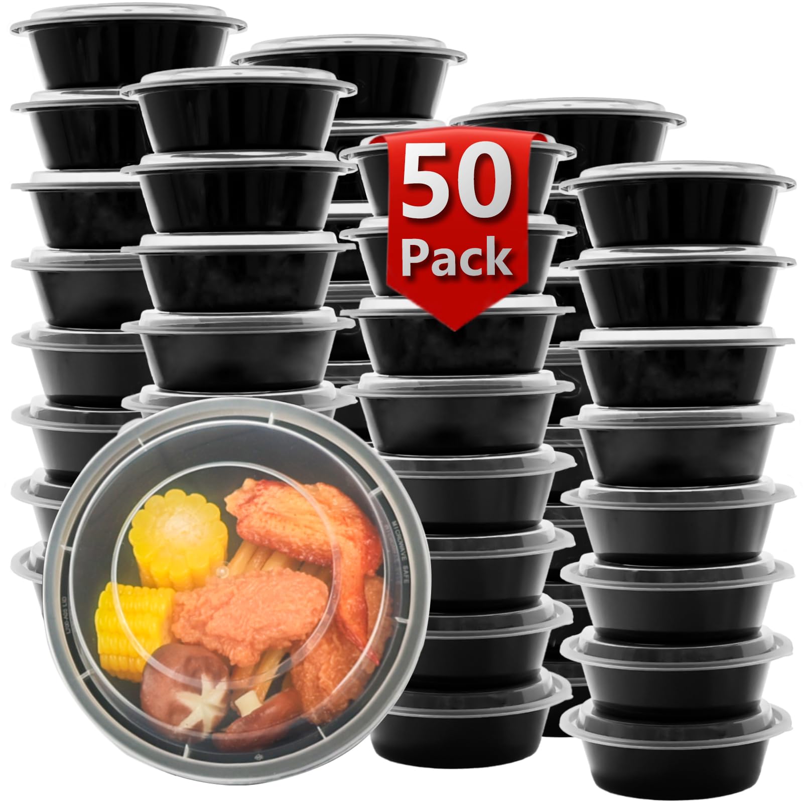 tropipak Meal Prep Containers, Food Containers with Lids, 30 oz, 50 Pack