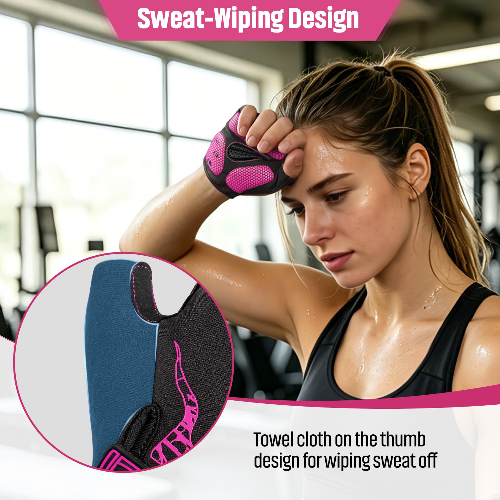Gants Cyclisme Demi-Doigts Gants Velo Gel Anti-Choc Anti-Dérapage, Respirant Gant Demi Doigt Mitaines Velo Homme, Gants VTT Gel Été de Fitness Sport Escalade pour Homme et Femme