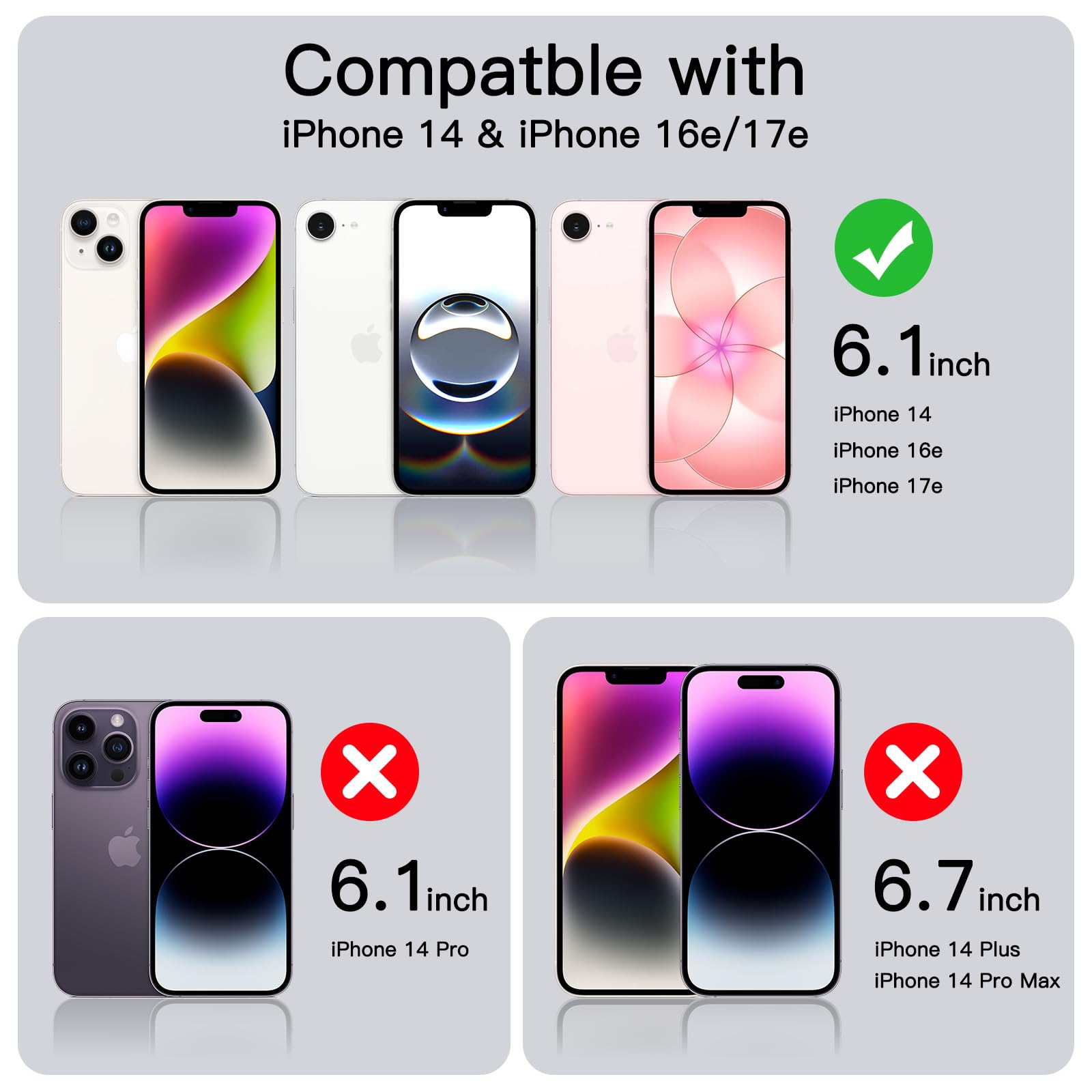 JETech Protection D'écran pour iPhone 17e (2026) / iPhone 16e / iPhone 14, Film en Verre Trempé, Écran de 6,1 Pouces, Lot de 3 - 2