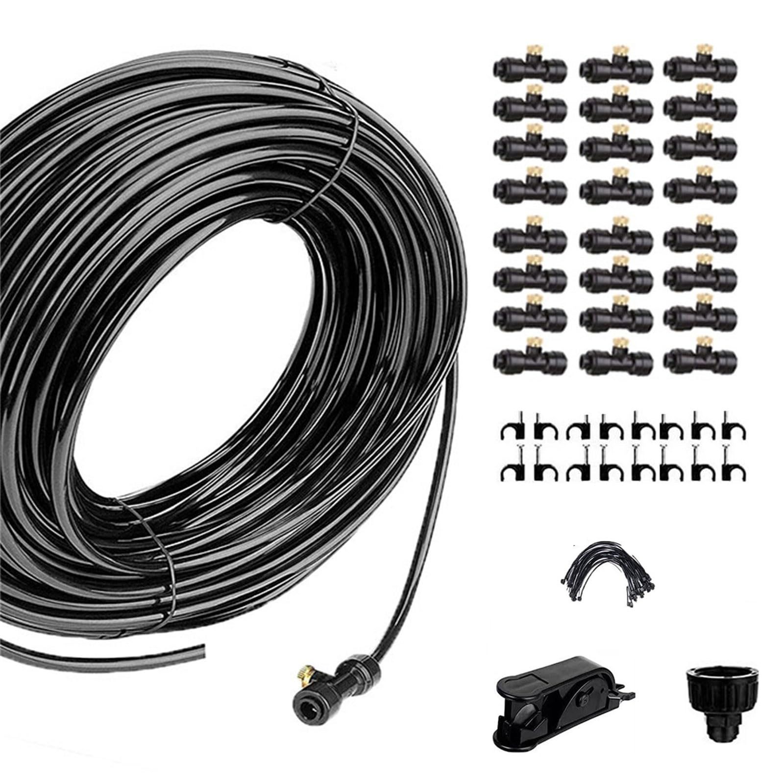 Sprühnebel Kühlung Set, Outdoor Misting System, Gartenbewässerungssystem, DIY-Pflanzenbewässerungs-Set für Garten Gewächshaus Sonnenschirm (Size : 30M(98.4ft)-50 nozzles)