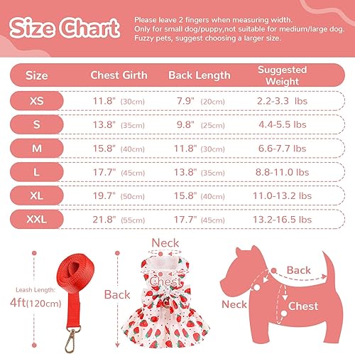 Miniatura 6 de UETZLTB Juego de vestido y correa para perro pequeño, lindo vestido de princesa con lazo, para cachorros y gatos, ropa de verano para mascotas, ropa