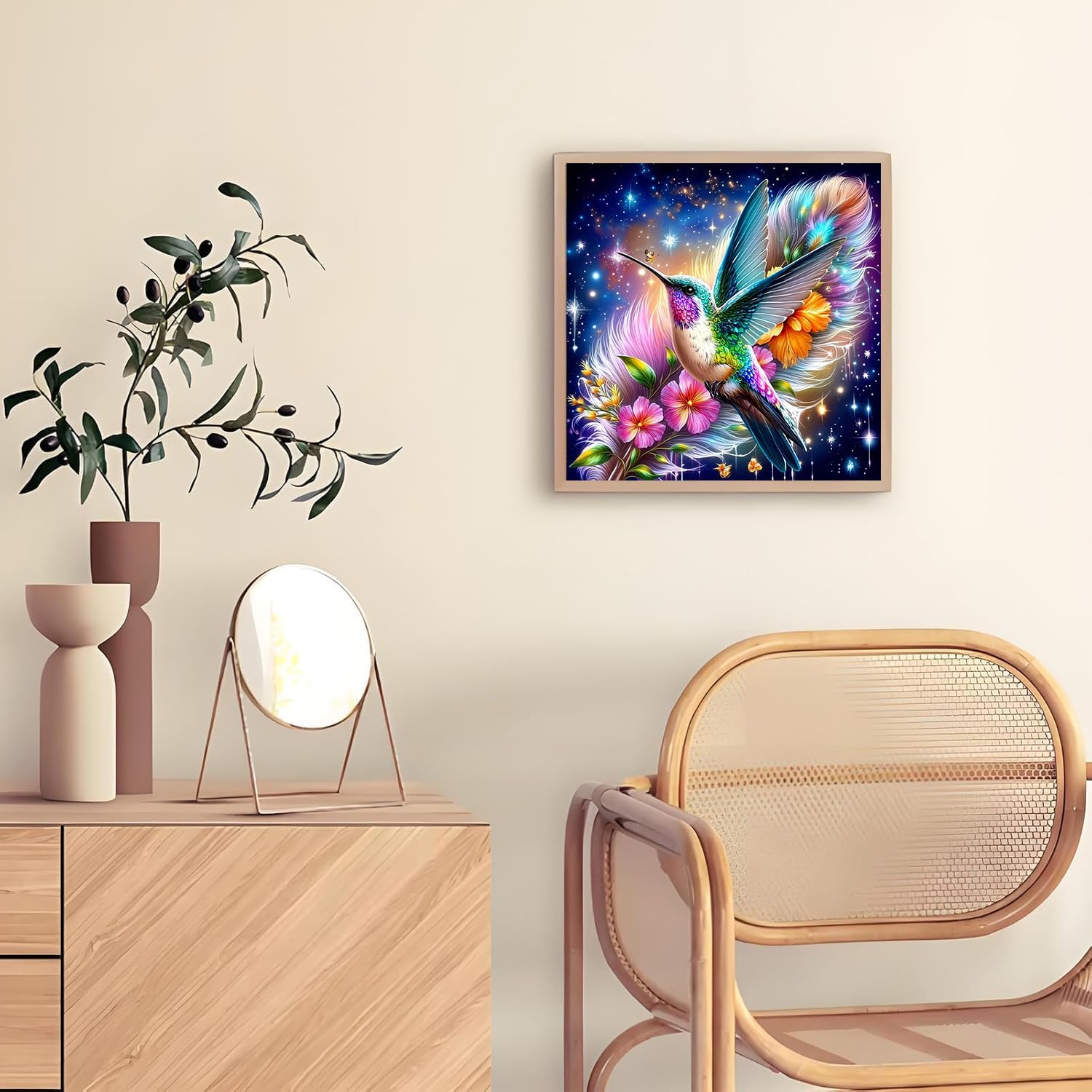 JXDXDJ Hummingbird Diamond Art Kits for Adults,Flowers 5D Diamond Painting Kits for Beginners,DIY Round Full Drill Bird Diamond Dots Gem Art for Adults,Paint by Pictures Crafts Home Decor 13.8x13.8 In image 2