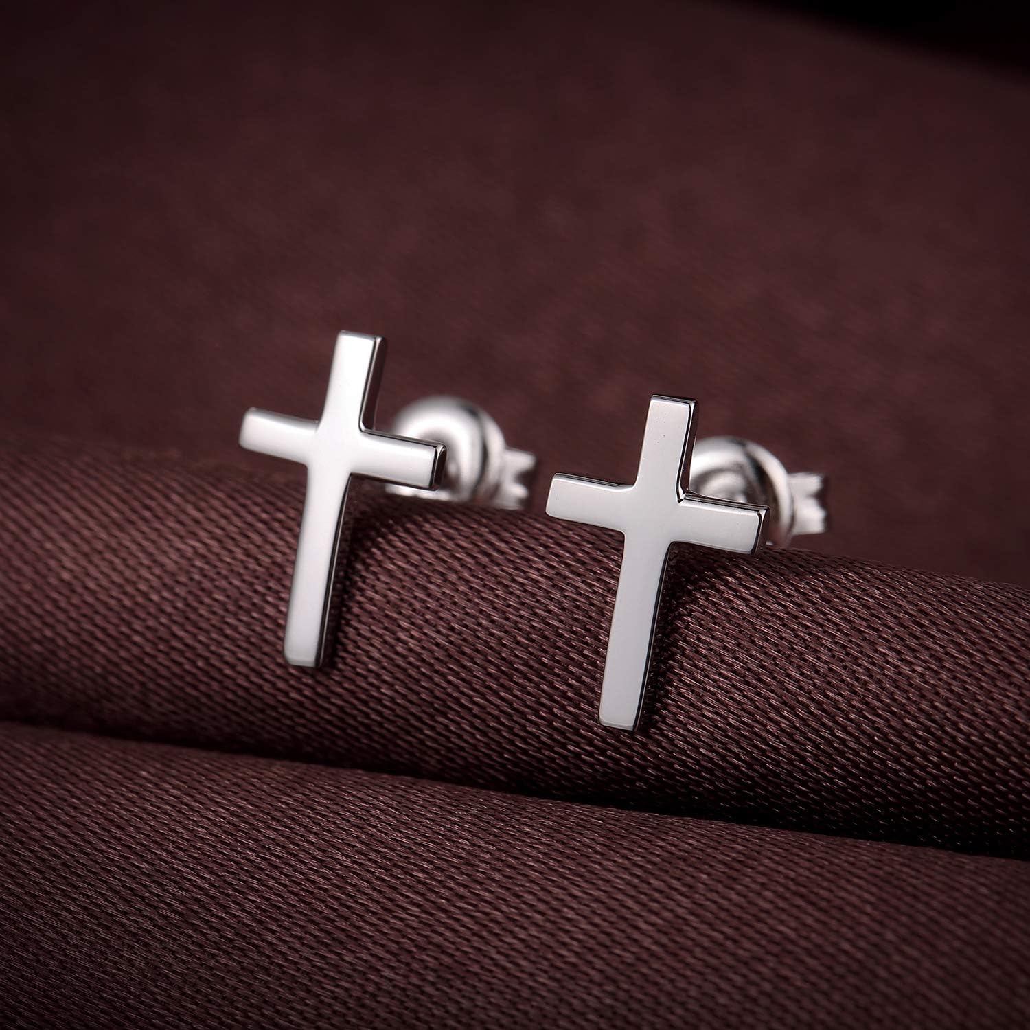 Han han 925 Sterling Silver Cross Earrings for Women and Men