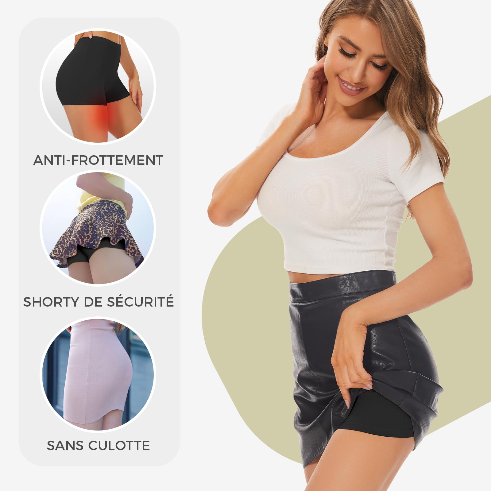 SIHOHAN Boxer Femme Coton Shorty Anti Frottement Cuisse Short sous Robe Femme Culotte sans Couture Calecon avec Entrejambe