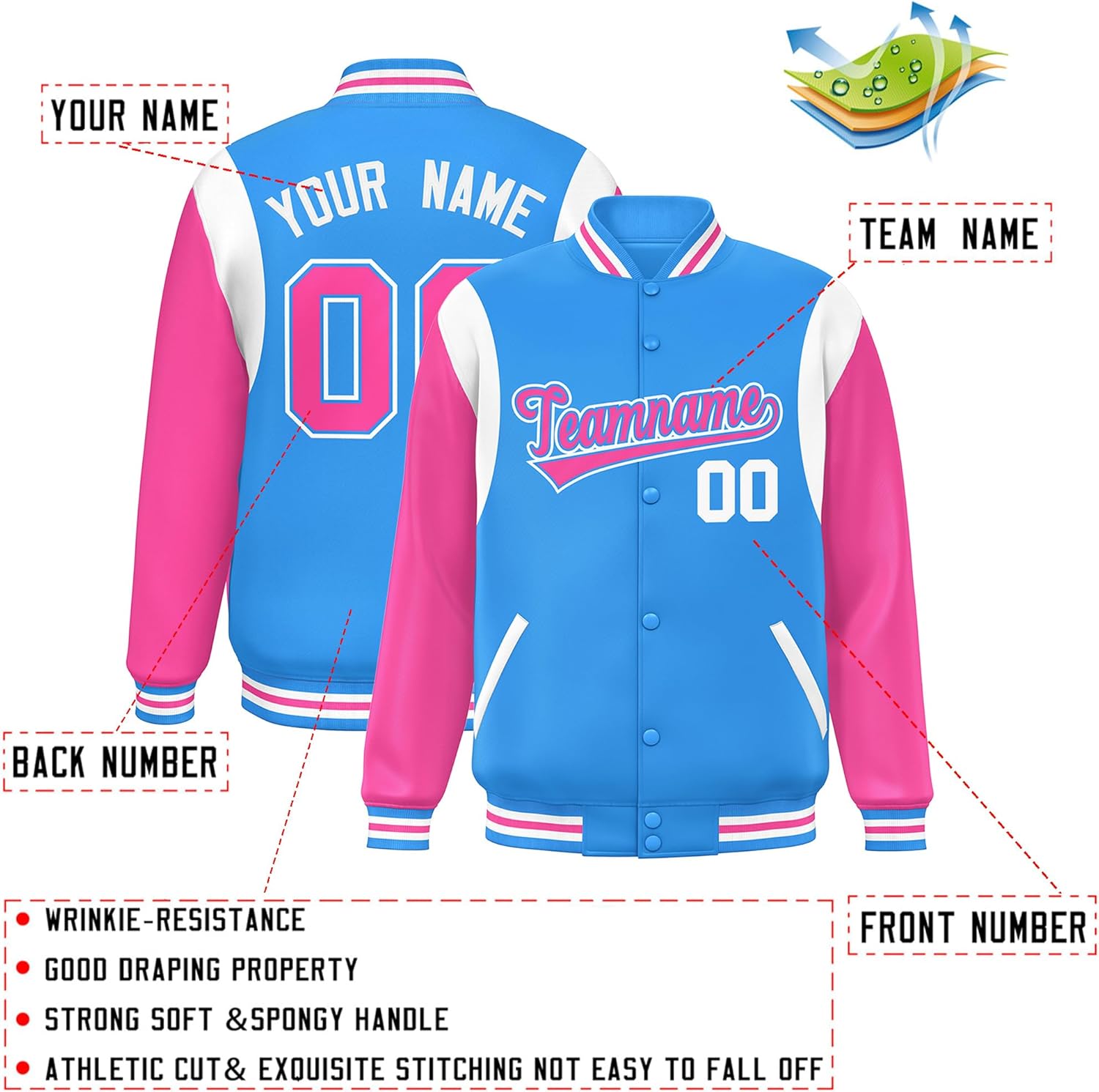 KXK Custom Varsity Jacket Casual Letterman Baseball Bomber Jacket Personalized Name Number for Men Women Kids - Image 3