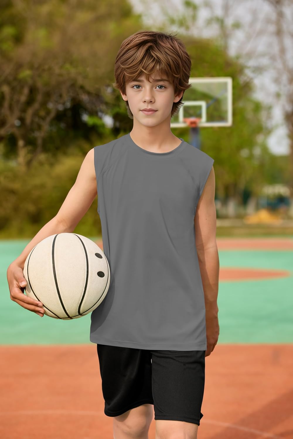 Boys UPF 50+ Mesh Athletic Quick Dry Muscle Tank Top Moisture Wicking Active Sleeveless Mesh Shirts Tops for Youth