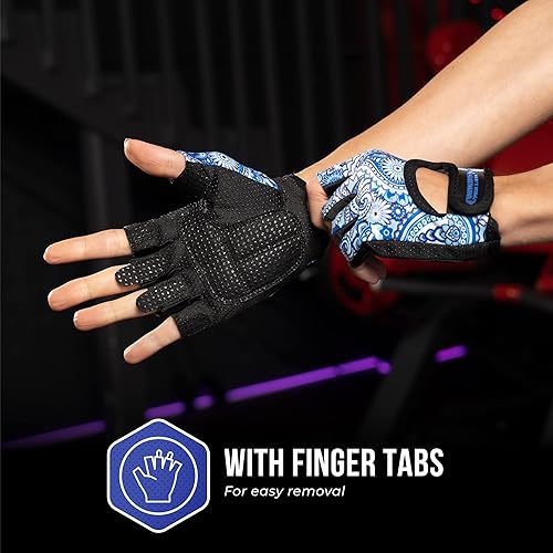 Miniatura 4 de Contraband Pink Label 5387 Design Series - Guantes de levantamiento y remo con estampado de cachemira (par)  Ligero vegano medio acolchado de