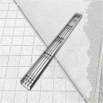 Linear Trench Drain System Fast Drainage, Sturdy Channel Drain and Stainless Steel Drainage Pipeline, for Factory Interiors100x6x5cm/39.37x2.36x1.96in