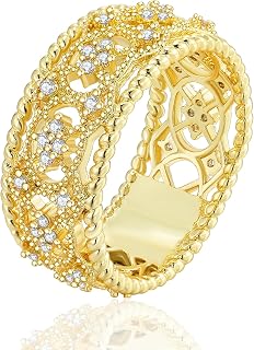 Vintage Stly Court Style Simulated Diamond 14K Gold Plated Wedding Band Ring Half Eternity Engagement Bridal Ring