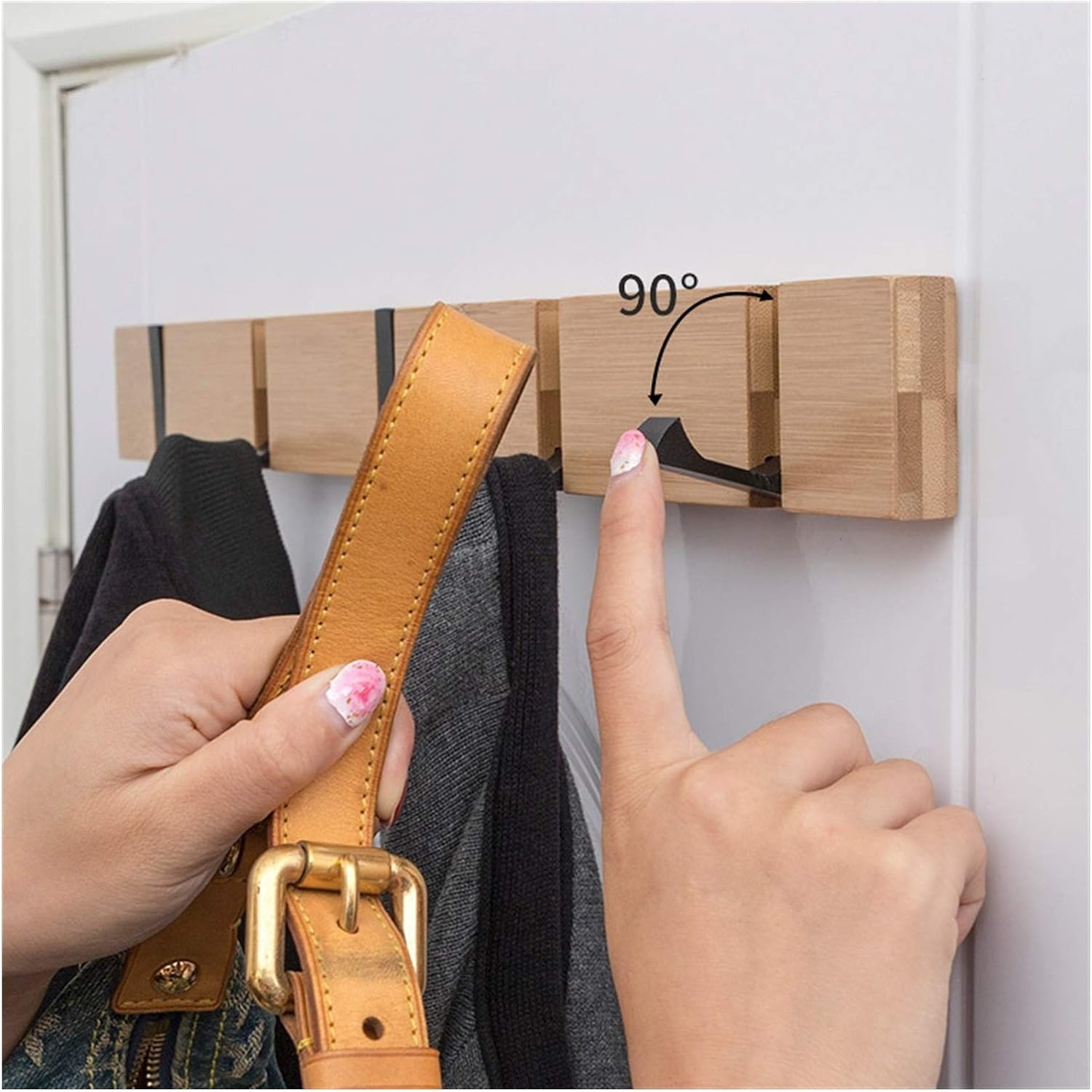 Hanger Nordic Fashion Home Decor Nailless Folding Coat Hook Hallway Bedroom Door Hat Clothes Rack Hanger Kitchen Toilet Wall Brack Hook Clothes Handbags (Color : White 4 Hooks) (White 2 Hooks ) image 3