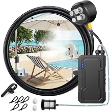 Portable Misting System with Water Pump, 6000mAh Outdoor Misters for Outside Patio, Magnetic Water Cooling Fan Misters Set for Patio, Industrial Fan, Canopy, Sports, Greenhouse, Beach, Dugout, Camping