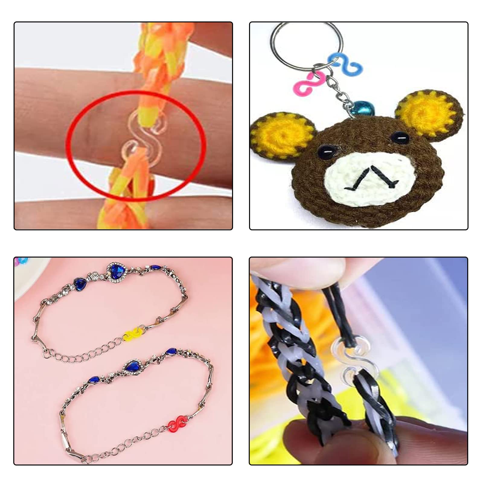 JOCXZI Anschluss S Clips - 500 Pcs Loom Bänder Verschlüsse Bunte Rubber Loops Werkzeug Nachfüll S Clips Loops Armband Plastik Loops für den Anschluss von Loom Band Armbänder Schmuck Zubehör (Bunte