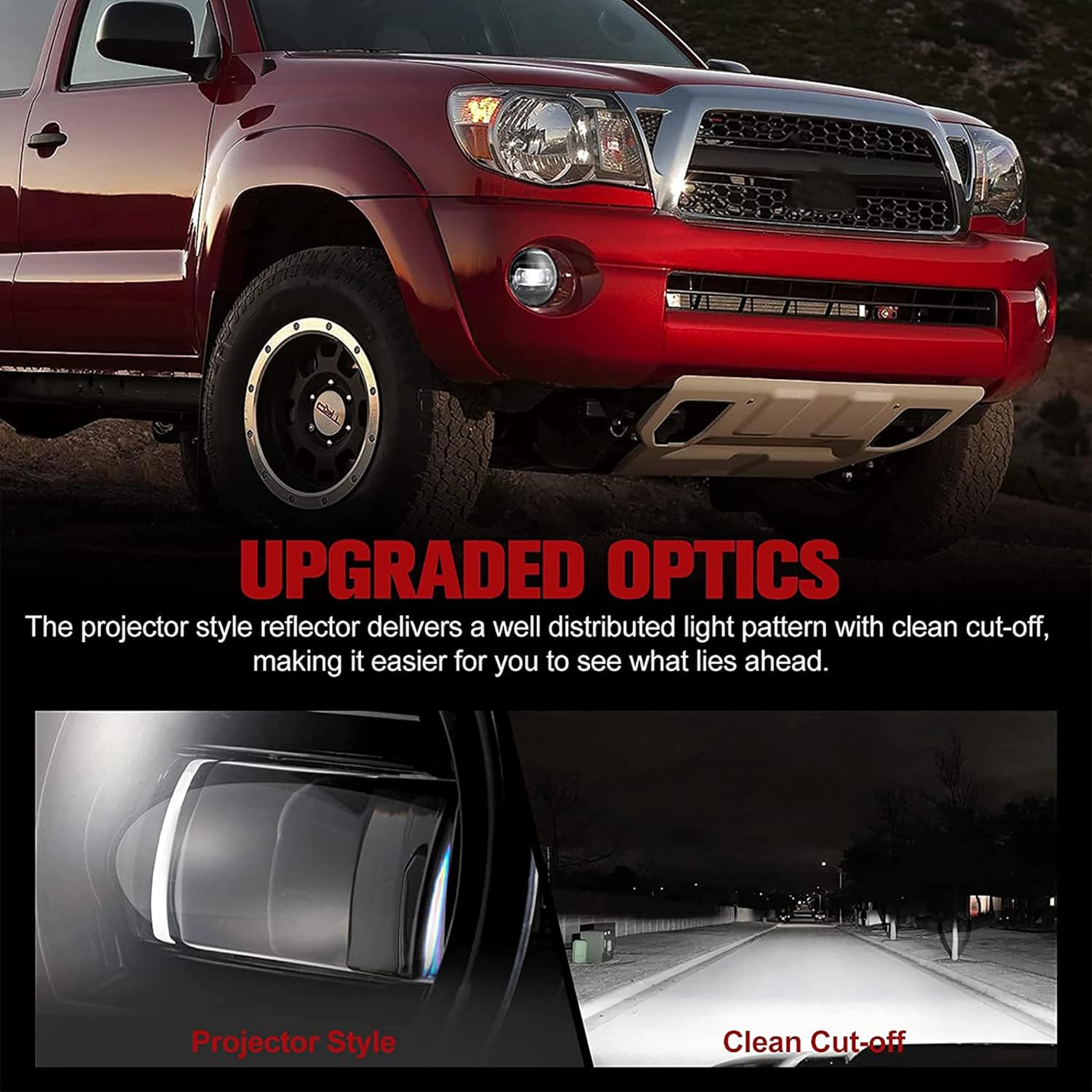 FIERYRED LED Fog Light Compatible with Tacoma 2005-2011/Solara 2004-2006/Sequoia 2008-2015/Tundra 2007-2013 Driving Fog Lamp, Offroad Front Bumper Replacement - Black, 1 Pair
