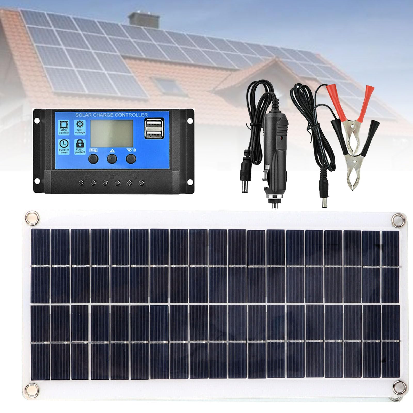 Con Cargador Para Auto Cargador Solar Plegable PequeñO Con Tasa De ConversióN Alta Del 24%, Puerto De Ca Usb Con Salida De Cc, Suministros Para PrevencióN De Desastres A Prueba De Agua Ip65,30A