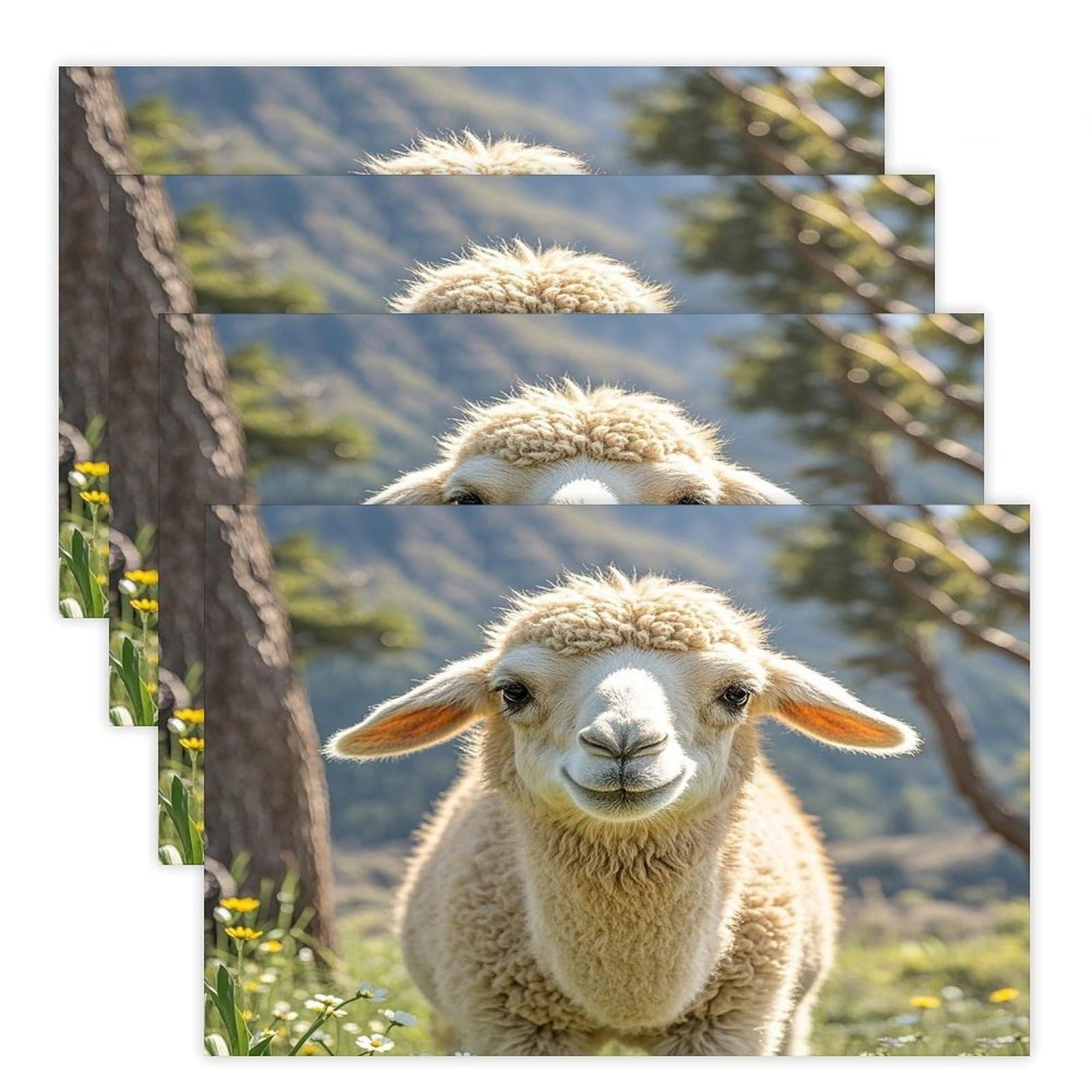 Lamb Placemats Flax Place Mats for Dining Table Rectangle Non-Slip Table Mats Heat Resistant Washable Placemat for Kitchen Home Decor Party Outdoor 12" X 18"