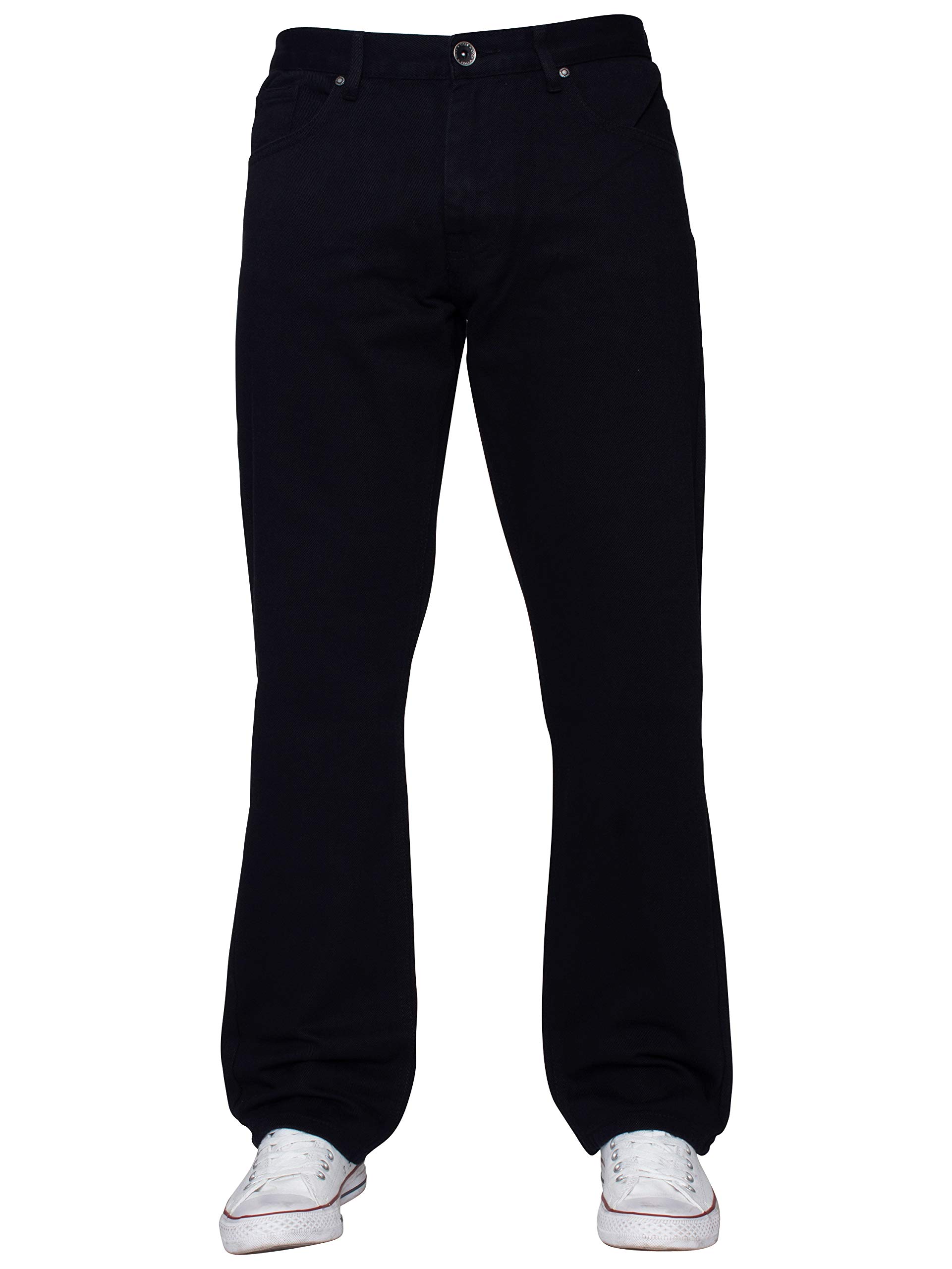 Ze Enzo Men's Black Enzo Classic Straight Leg Regular Fit Denim Jeans (36W X 30L, )