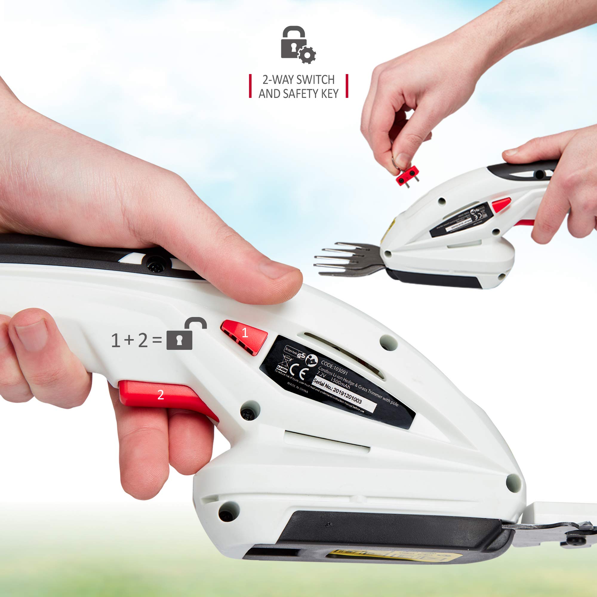 Buy NETTA 7.2V Cordless 2 in 1 LithiumIon Grass and Hedge Trimmer, Edging and Shrub Shear, 2