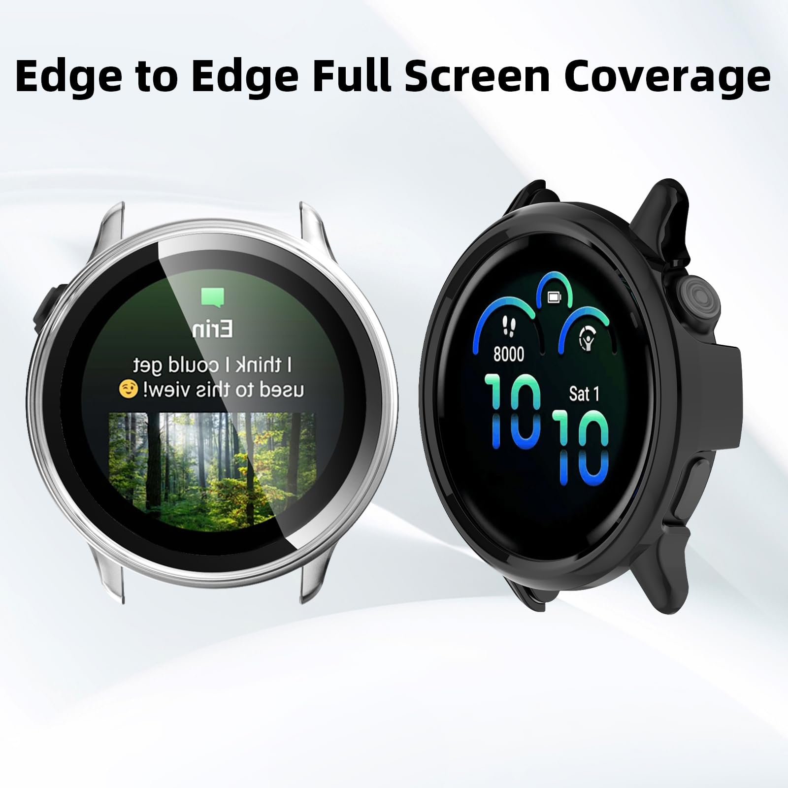 Etui ochronne kompatybilne z Garmin Vivoactive 6, 2 sztuki, twarde etui z ochroną wyświetlacza do szkła pancernego, odporne na zarysowania, etui ochronne z poliwęglanu (PC), ultra cienkie