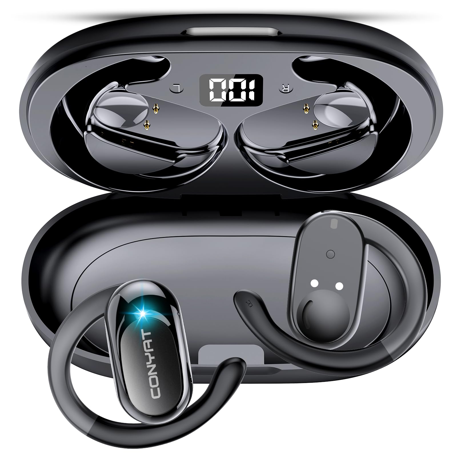 7 Translation Modes Real-time Translation Headphones 164 Languages, AI Headphones Language Translators, 58H Bluetooth 5.4 Earphones Open Ear for Travel Business and Learning, Black Product Image 1