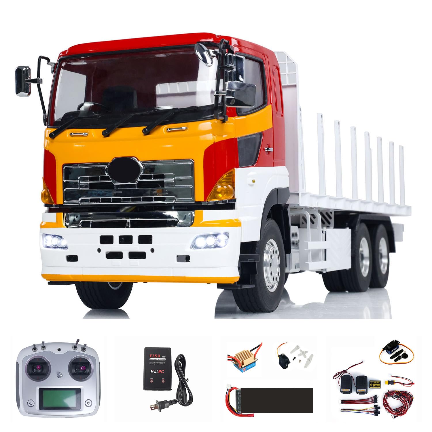 1 14 6X4 LESU RC Timber Truck RTR Metal Remote Control Flatbed Lorry Trailer Car for Adult Hobby
