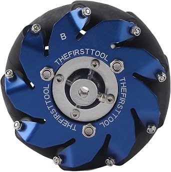 4" Mechanum Wheel Left Aluminum with TPU Rubber Roller, Compatible with All Terrain Industrial Robot Omni Wheels, Heavy Duty Robotic Platform