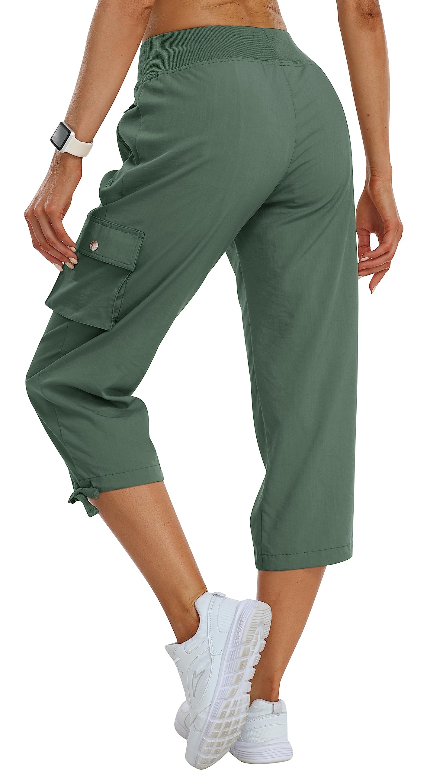 MoFiz Pantalon capris cargo pour femme, coupe ample, pantalon de randonnée décontracté, léger, séchage rapide, pantalon d'été pour femme