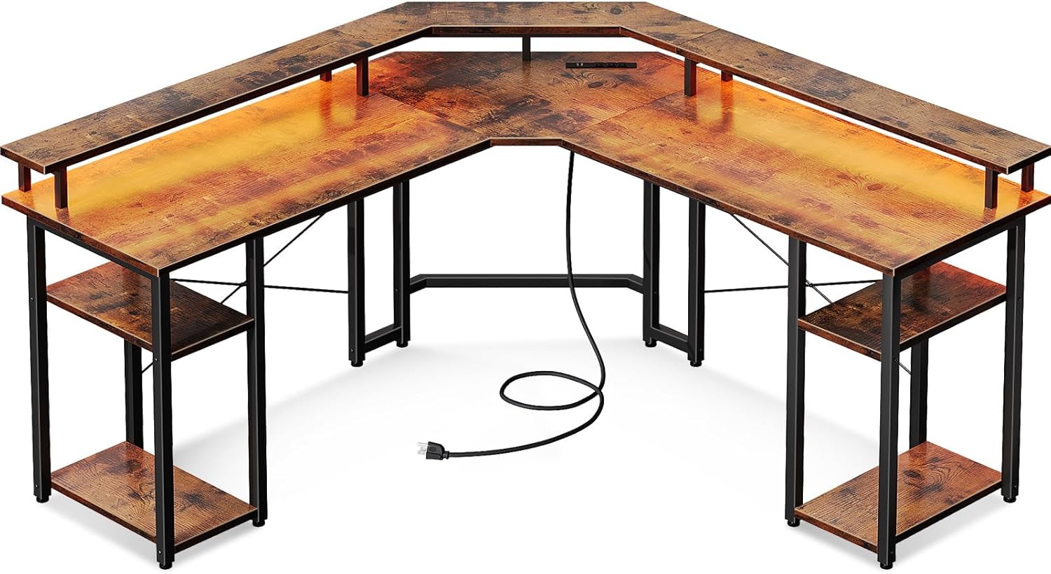 Coleshome L Shaped Gaming Desk with power cord