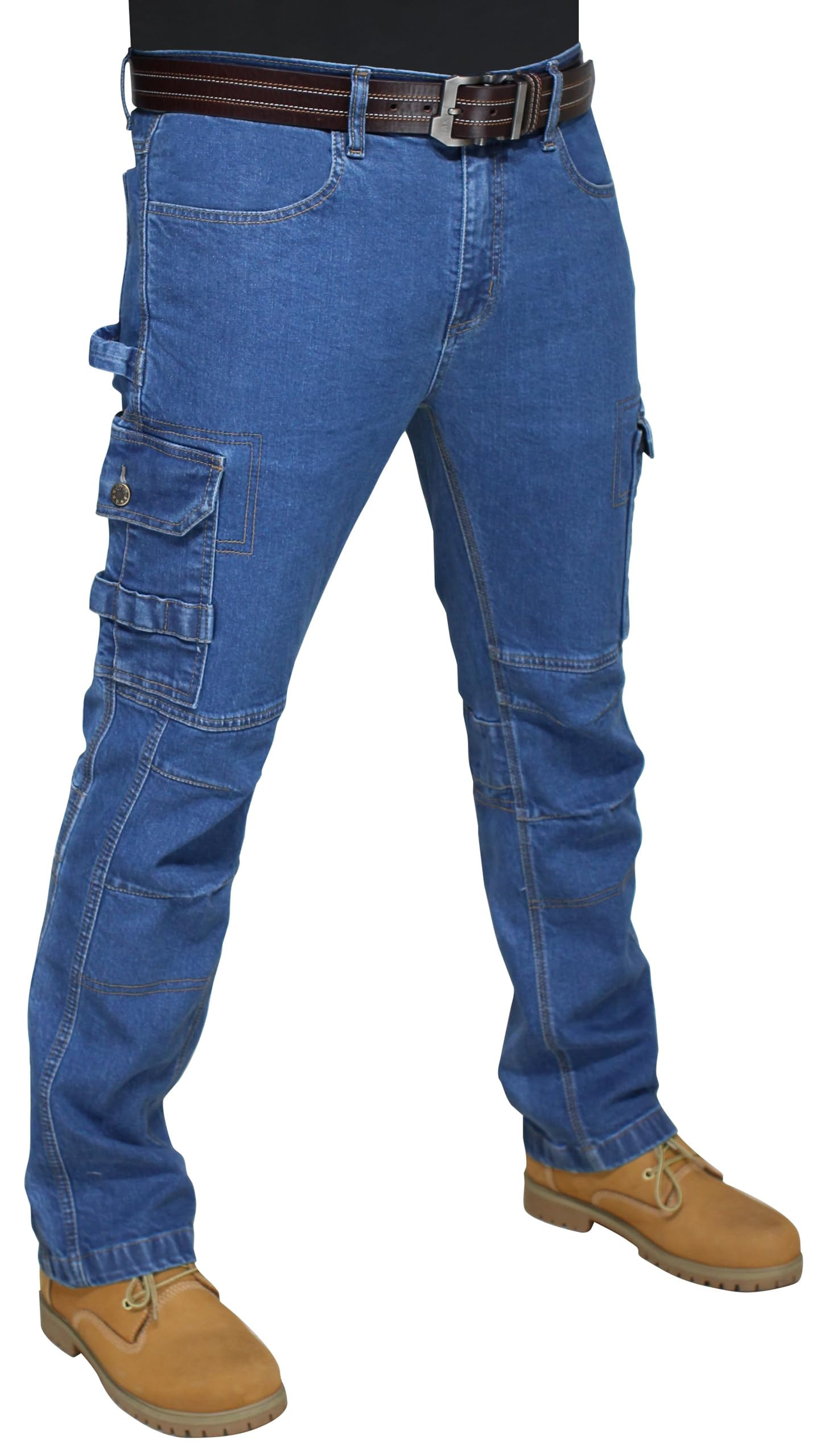 Mens Jeans Multi Pocket Cargo Combat Trousers Work Trousers Jeans Pants