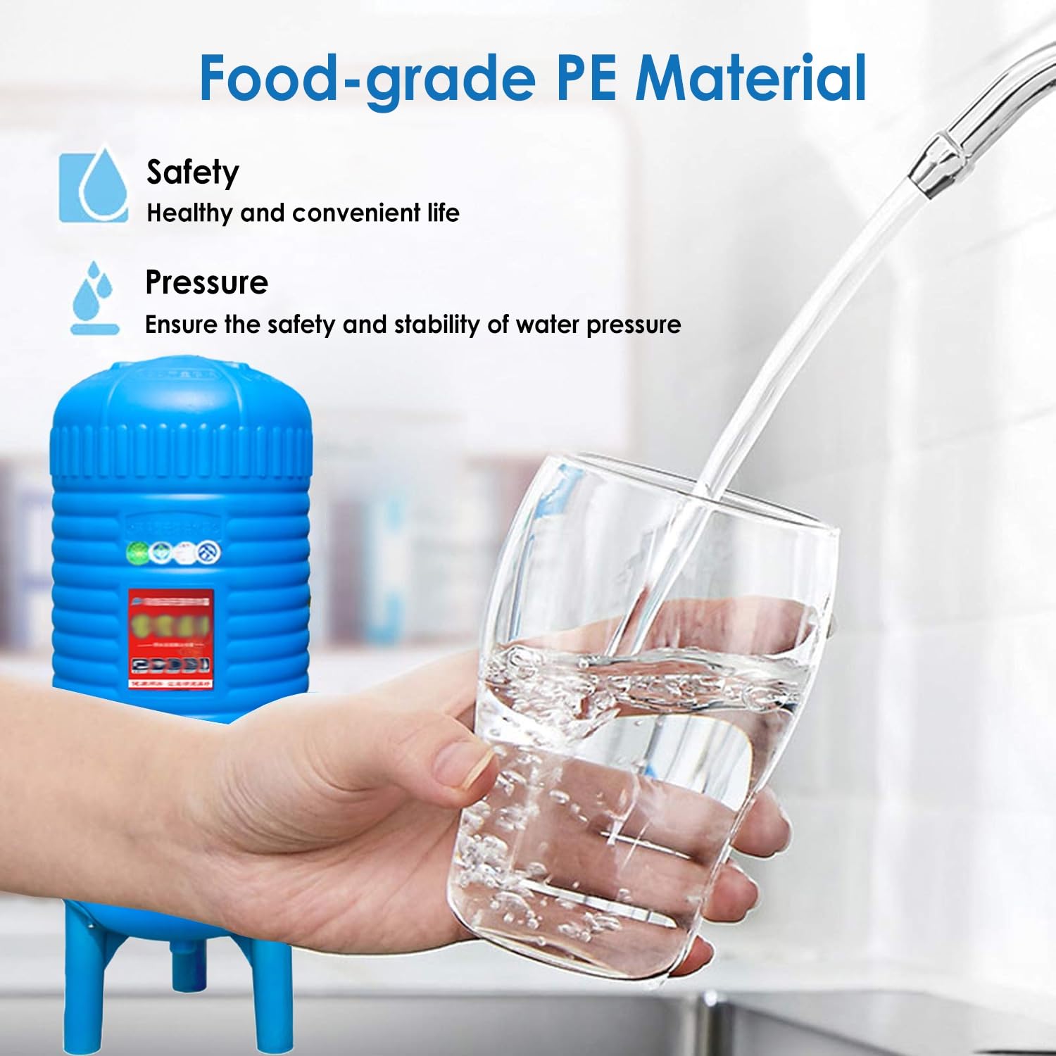 Vaso de expansión Tanque de presión de agua para bomba de pozo, tanques verticales precargados, contenedor de almacenamiento de agua, tanques presurizados para riego de casas y granjas con kit montaje