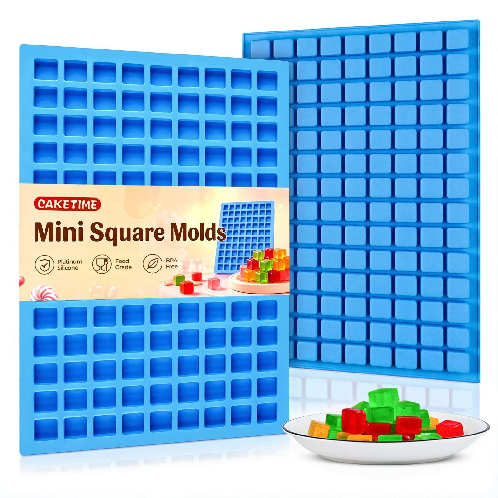 Moldes cuadrados de silicona para caramelos – Mini moldes de silicona para caramelos duros, chocolate, gomitas, caramelo, ganache, cubitos de hielo